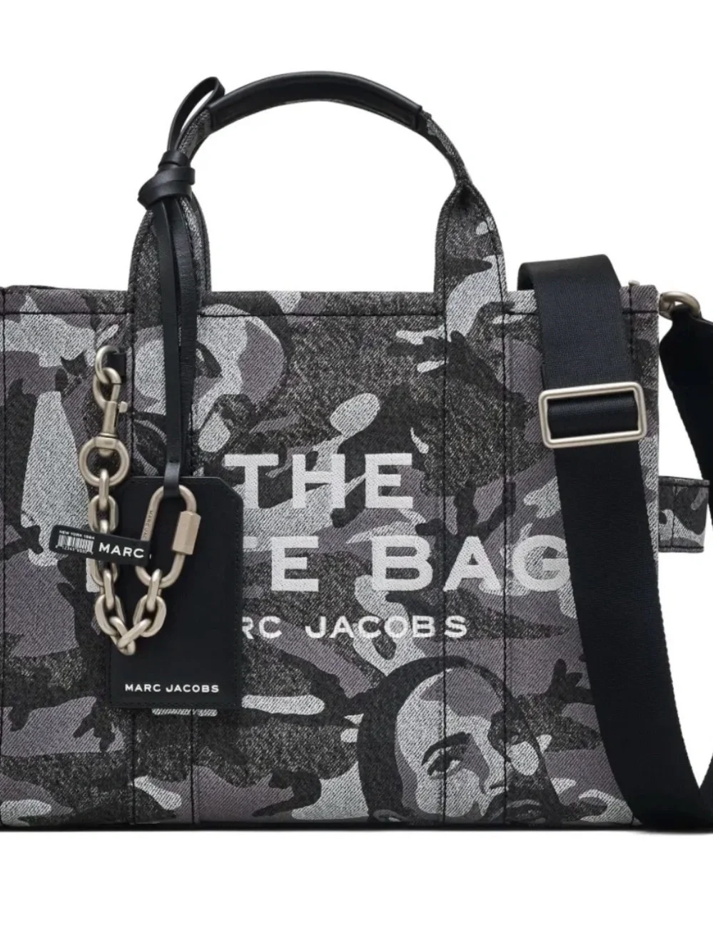 Marc Jacobs The Tote Bag Marc Camo Denim Black & Grey Medium Tote - Picture 1 of 7